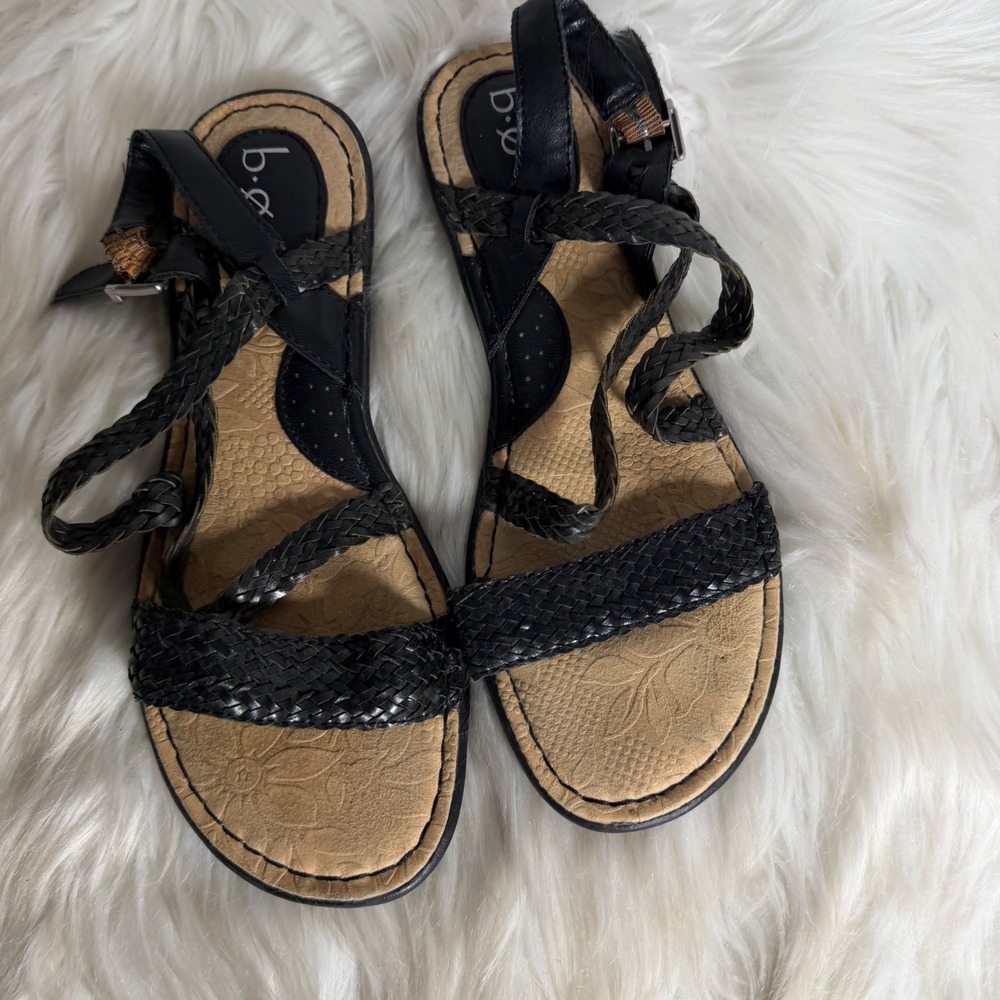 b.o.c. Born‎ Concept Black Braided Strappy Sandals Womens 8M Z40309 CHL17
